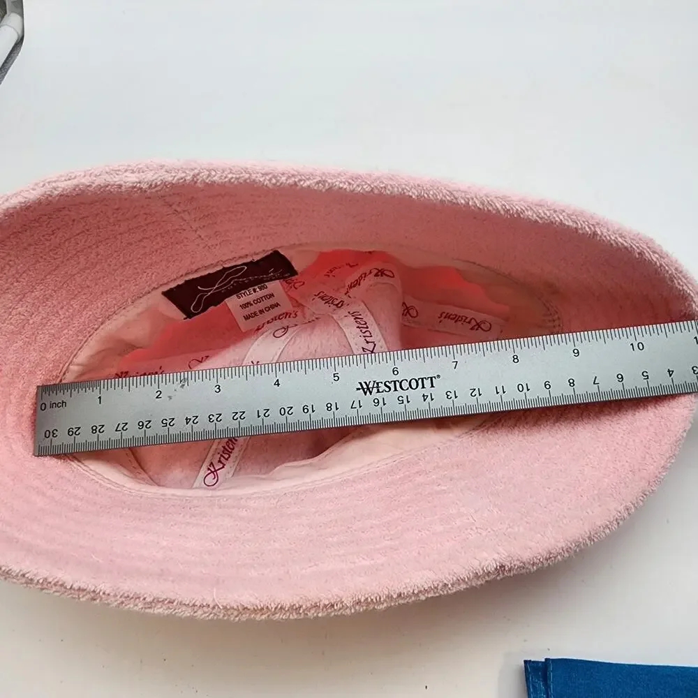 Light Pink Bucket Hat Terry Cloth One Size Plain 100% Cotton Y2K 2000s Beach OCI